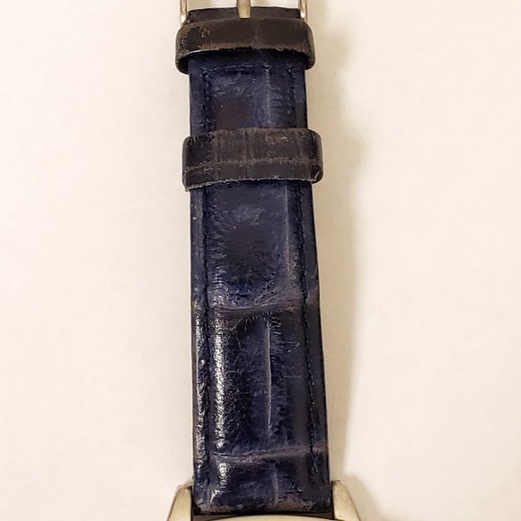 Anne Klein AK Navy Blue Day Date DOW 24-HR Red White Blue Square Face Watch main image 5